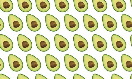 Seamless pattern sliced avocado on white background, Vector illustration
