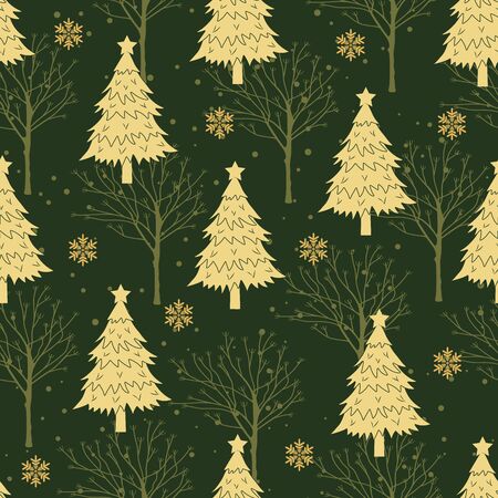 Christmas tree seamless pattern background, wrapping paper, pattern fills, winter greetings, web page background, Christmas and New Year greeting cardsのイラスト素材