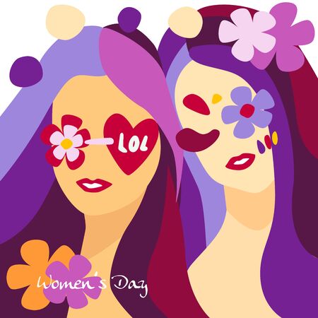 International Women's Day, Illustration of Happy Womens greeting backgroundのイラスト素材