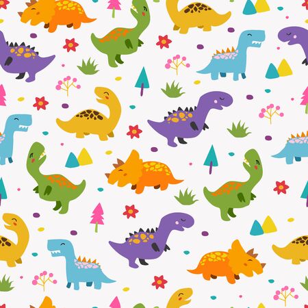 Dinosaurs seamless pattern for kids, Creative vector childish backgroundのイラスト素材