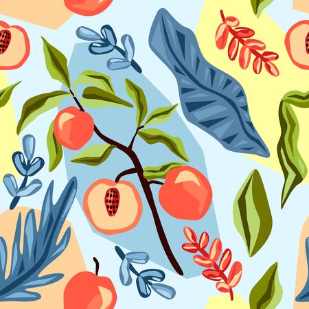 Fruit seamless pattern. Summer vector background