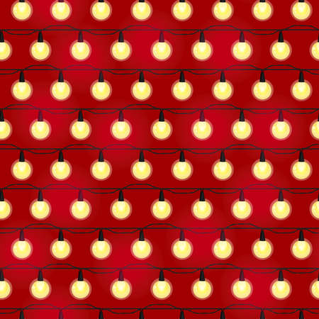 Christmas light bulbs seamless pattern, Colorful xmas garland, Christmas and New Year backgroundのイラスト素材