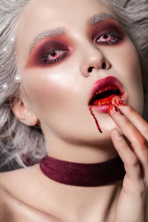 Halloween makeup style. Blood queen. Bride of Dracula image.の写真素材