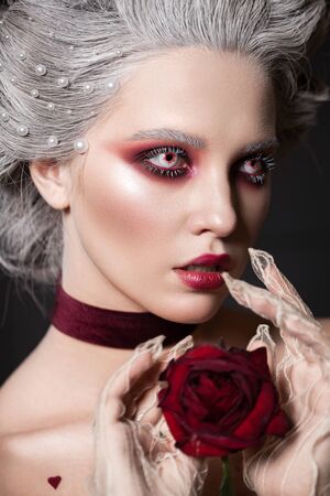 Halloween makeup style. Blood queen. Bride of Dracula image.の写真素材