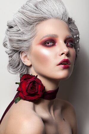 Halloween makeup style. Blood queen. Bride of Dracula image.の写真素材