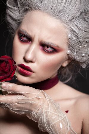 Halloween makeup style. Blood queen. Bride of Dracula image.の写真素材