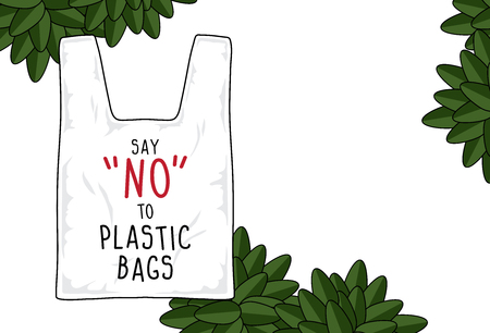 vector sign, say no to plastic bags.のイラスト素材