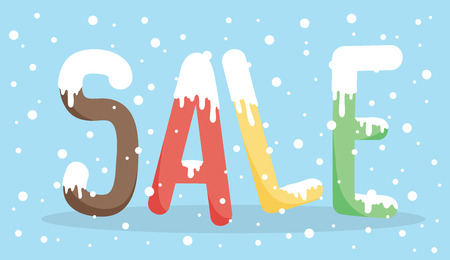 vector illustration promotion shopping online colorful sale of winterのイラスト素材