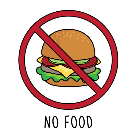 vector no food symbol sign. doodle hand drawing. isolated on white background.のイラスト素材