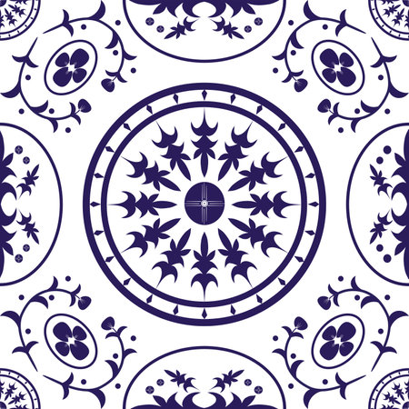 Geometric floral seamless pattern design. Aztec fabric carpet mandala African Indian Asian Ethnic textile decoration wallpaper. Native geometric chevron texture vector illustrations background.のイラスト素材