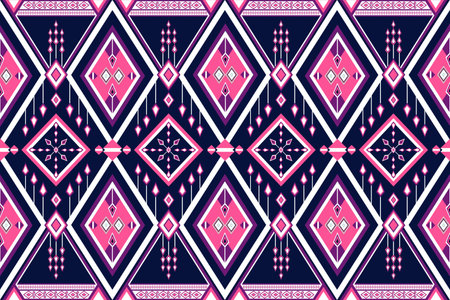 Ethnic geometric seamless pattern design. Aztec fabric carpet mandala African American Indian textile decoration wallpaper. Native geometric chevron texture vector illustrations background.のイラスト素材