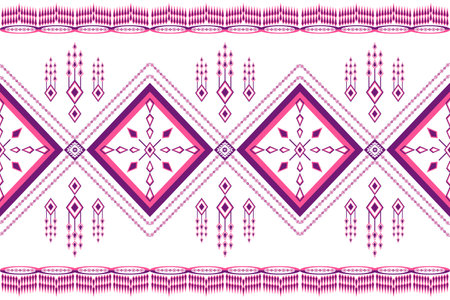 Ethnic geometric seamless pattern design. Aztec fabric carpet mandala African American Indian textile decoration wallpaper. Native geometric chevron texture vector illustrations background.のイラスト素材