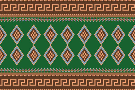 Ethnic geometric seamless pattern design. Aztec fabric carpet mandala African American Indian textile decoration wallpaper. Native geometric chevron texture vector illustrations background.のイラスト素材