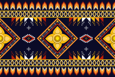 Abstract ethnic geometric pattern design for fabric, clothing, background, wrap, carpet, tablecloth, scarf, embroidery illustration vectorのイラスト素材