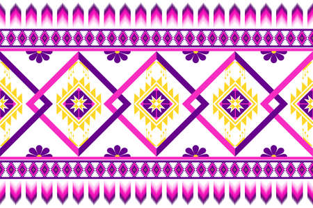 Abstract geometric ethnic pattern for print, Background design, carpet, wallpaper, clothing, wrap, batik, cloth, embroidery illustration vector. ethnic oriental floral seamless pattern.のイラスト素材