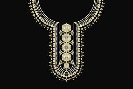 geometric ethnic collar lace oriental pattern traditional on black background. Aztec style embroidery abstract vector illustration. Designs for fashion texture, fabric, fashionのイラスト素材