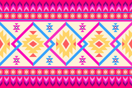 ethnic geometric seamless pattern. Geometric light yellow background. Design for fabric, clothes, decorative paper, wrapping, embroidery, illustration, vector, tribal patternのイラスト素材