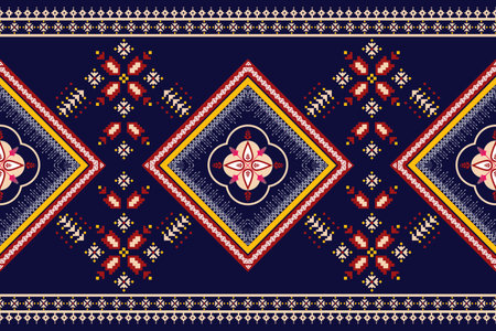 Oriental geometric ethnic pattern Can be used in fabric design for background, wallpaper, carpet, textile, clothing, wrapping, decorative paper, embroidery illustration vector.のイラスト素材