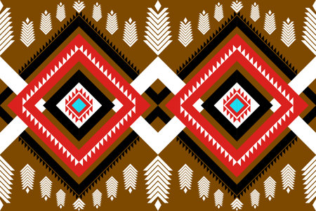 Geometric ethnic pattern Can be used in fabric design for background, wallpaper, carpet, textile, clothing, wrapping, embroidery illustration vector. Tribal pattern. Ethnic styleのイラスト素材