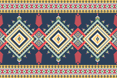 geometric ethnic pattern Can be used in fabric design for background, wallpaper, carpet, textile, clothing, wrapping, embroidery illustration vector.のイラスト素材
