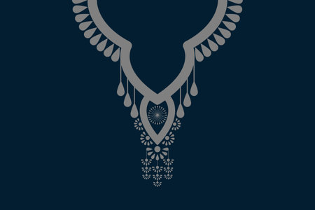 geometric ethnic collar lace oriental pattern traditional on dark blue background. Aztec style embroidery abstract vector illustration. Designs for fashion texture, fabric, fashionのイラスト素材