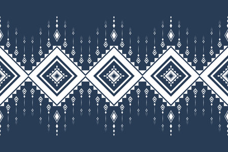 ethnic geometric seamless pattern. Geometric blue background. Design for fabric, clothes, decorative paper, wrapping, embroidery, illustration, vector, batik patternのイラスト素材