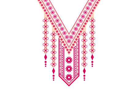 Beautiful ethnic collar lace oriental pattern traditional on black background. Aztec style embroidery abstract vector illustration. Designs for fashion texture, fabric, fashionのイラスト素材