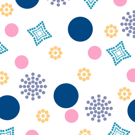 Seamless pattern with polka dots and circles. Vector illustration.のイラスト素材