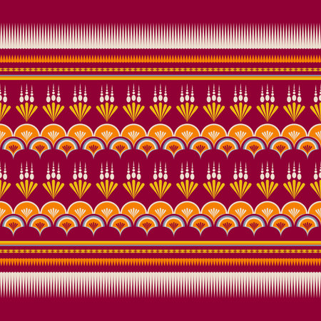 Geometric ethnic pattern traditional Design for background, carpet, wallpaper, clothing, wrapping, Batik, fabric, Vector illustration embroidery style.のイラスト素材