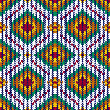 Seamless Knitted Pattern. Geometric Ornament. Vector Illustrationのイラスト素材