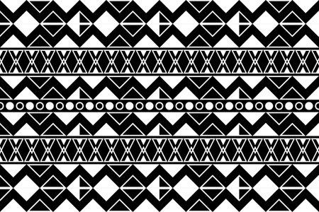 Seamless ethnic pattern in black and white. Vector illustration.のイラスト素材