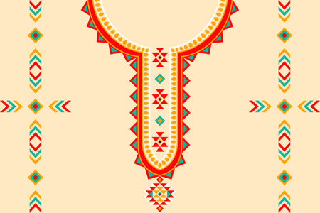 neckline embroidery. neckline embroidery ethnic collar lace oriental pattern. neckline embroidery designs for textile, fabric, cloth, fashion women, fashion men, printのイラスト素材