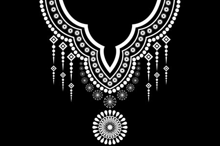 neckline embroidery. neckline embroidery ethnic collar lace oriental pattern. neckline embroidery designs for textile, fabric, cloth, fashion women, fashion men, printのイラスト素材