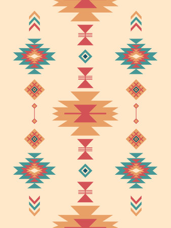 Navajo pattern design. Native American style. Can be used in fabric design for clothing, textile, wrapping, background, wallpaper, carpet, embroidery, printのイラスト素材