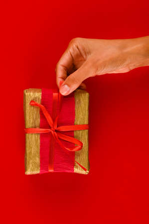 Valentines day gift box in red shades.