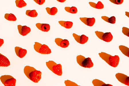 Top view of raspberry pattern isolated on white.