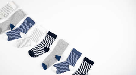 Cute little baby boy socks isolated on white. High quality photoの写真素材