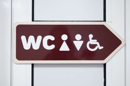 Toilet signs indicate for entrance to male, female and disabled. Toilet signpost. High quality photoの写真素材