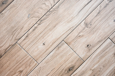 wood texture. Ceramic tiles flooring - texture of natural ceramic floor decorating as wood.の写真素材
