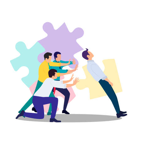 Vector illustration of the concept of confidence in your team among businessmen.Support for a falling person.Isolated on a white backgroundのイラスト素材