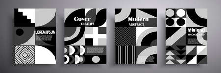 Retro graphic cover design. Black and white geometric vintage composition. Applicable for covers,...