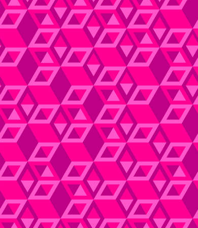 Abstract cube pattern in editable vector format. Seamless Cubes Pattern. Pink color. 3D vector background. Modern stylish texture.のイラスト素材