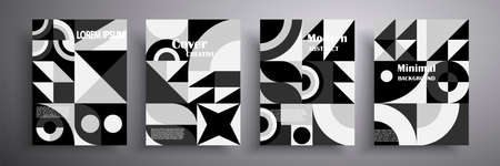 Set of vector covers. Abstract shapes. Retro design. Black and white geometric compositions for book...