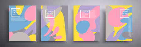 Liquid color covers set. Colorful shapes of the composition. Trendy minimal design. Vector illustration. Applicable for covers, vouchers, posters, flyers and banners.のイラスト素材