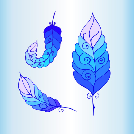 Hand Drawn Ornament with feathers. Vector illustration.のイラスト素材