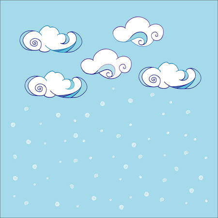 Doodle Hand Drawn Vector by Clouds. Abstract Cloud Background.のイラスト素材