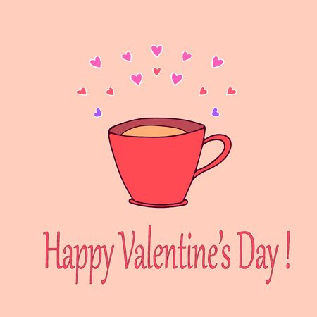 Happy valentines day design elements. Vector illustration. Doodles and curls. Be my Valentine.のイラスト素材