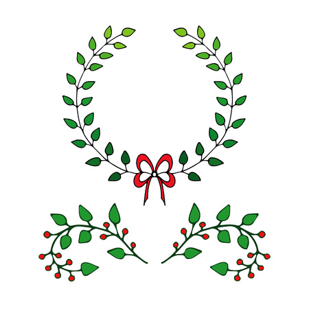 Hand Drawn floral elements. Set of flowers, icons and decorative elements.のイラスト素材