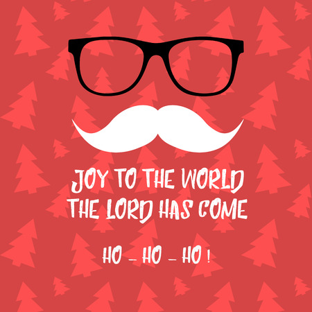 Christmas greeting card with eye glasses and beard of Santa Claus.のイラスト素材