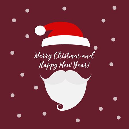 Merry Christmas greeting card with Santa Claus. Hipster style.Santas mustache and glasses. Santa Claus beard.の写真素材